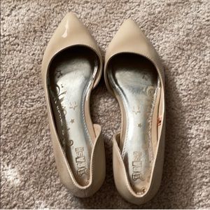 Nude Patent Leather Pointy D’Orsay Flats